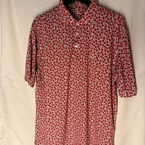 Rhoback Red Polo Shirt with Floral Print